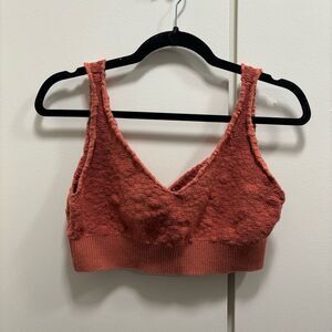Free People FP Beach Sz Large Burnt Orange Knit Textured Bra Top